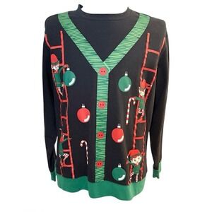 Ugly Christmas Fleece Men's Sweatshirt Large Party Dad Elves